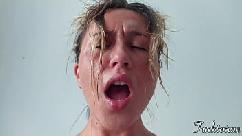 Sweaty and intense sex couple orgasm