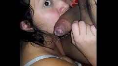 Innocent slut face of my teen gf with nice sucking balls in doggy position