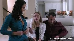 Lonely foster teen offers her body to her adoptive couple