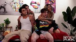 There s a fucking competition on set today two studs race to fuck and nut